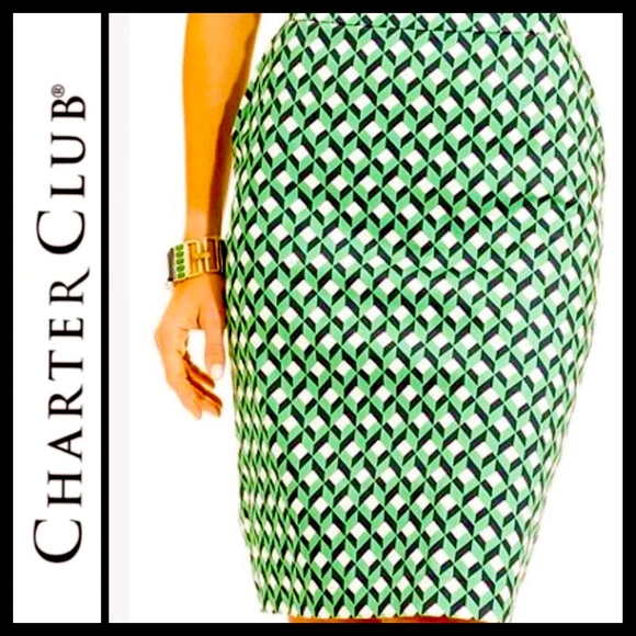 NWOT Charter Club Geo Print Pencil Skirt - Picture 1 of 8